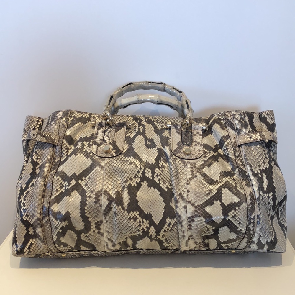 Hpx2 100% Authentic Gucci Python Bag With Bamboo … - image 7
